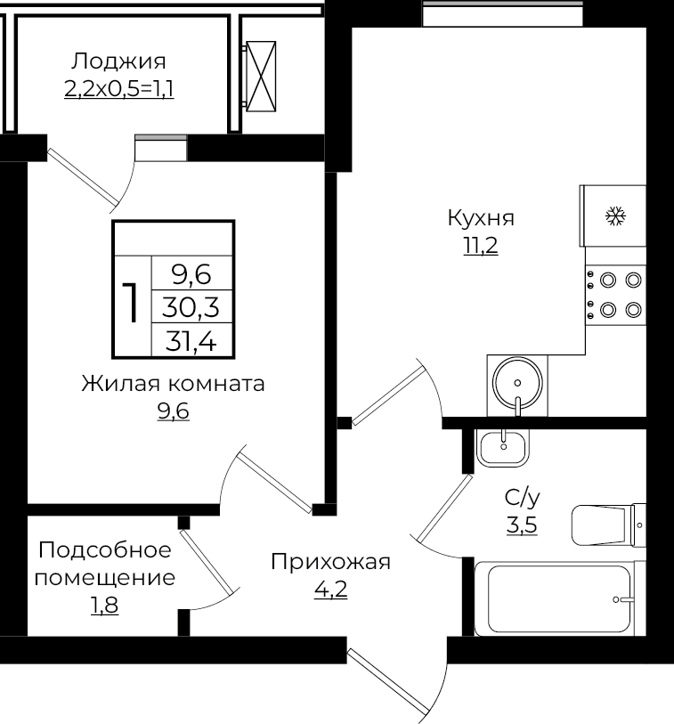 1-комнатная