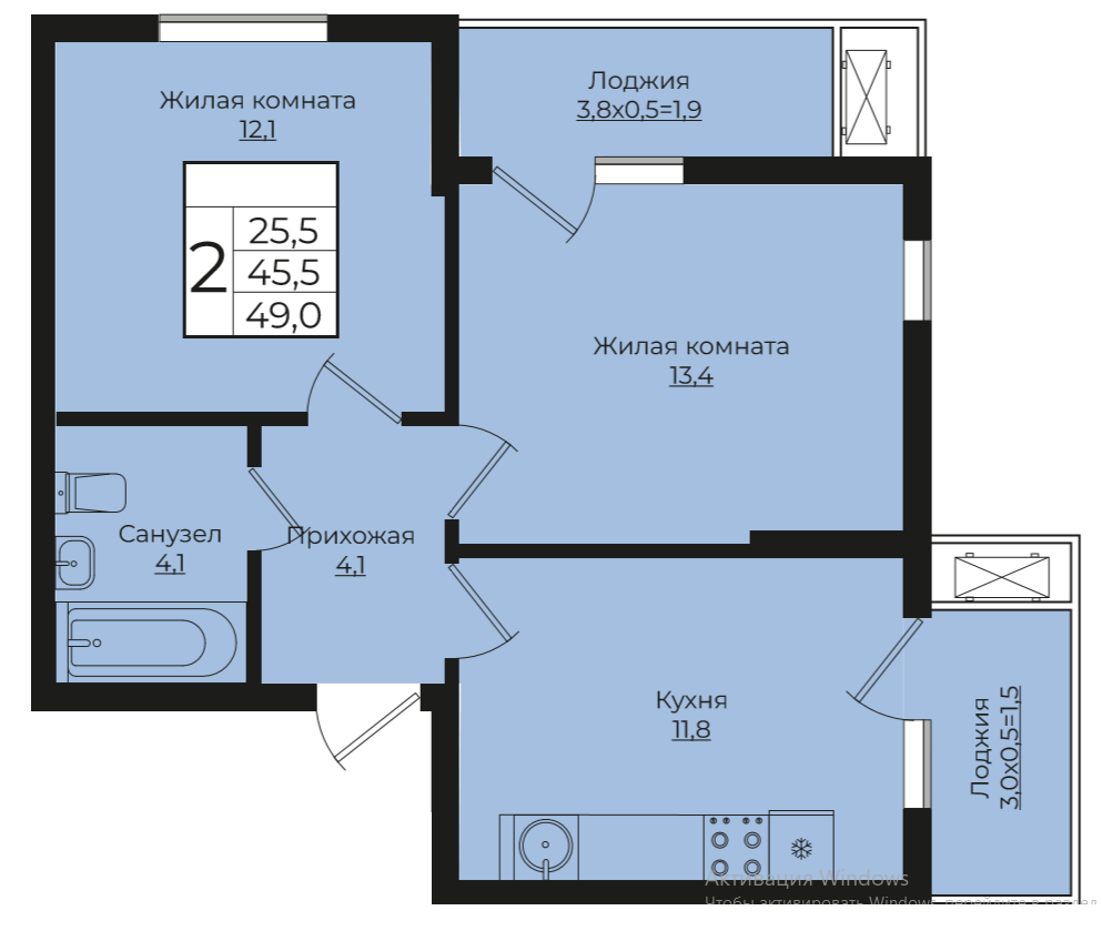 2-комнатная 49